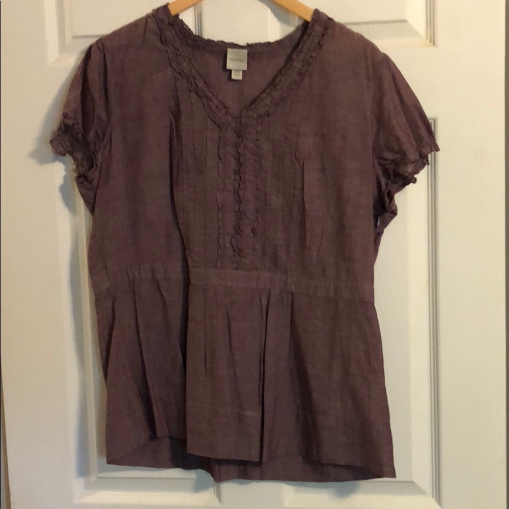 Smokey purple short sleeve linen blouse XXL Merona